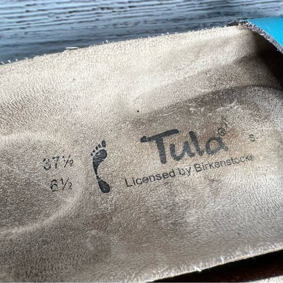 Birkenstock 37.5 Tula Blue Single Strap Slide Sandals Size 6.5 - Picture 8 of 10